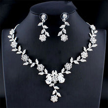 Load image into Gallery viewer, Golden Zircon Jewelry Set Bridal Necklace Earrings Wedding Two-piece Set