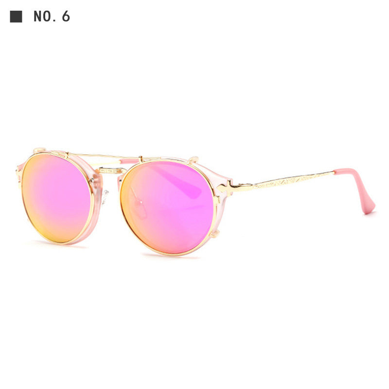 Metal Sunglasses Round Ladies Outdoor Sunglasses Sets Anti-UV Glasses