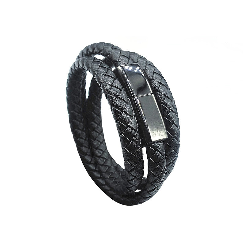 USB phone Charger Rubber Silicone Braided Leather - MomProStore 