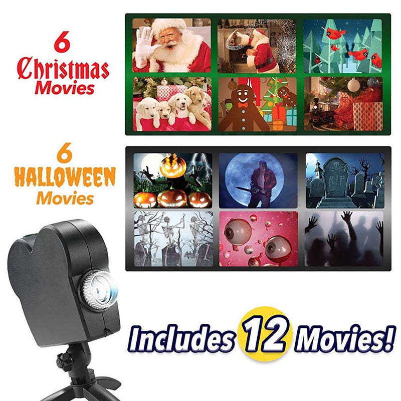 Christmas Halloween Laser Projector 12 Movies Disco Light