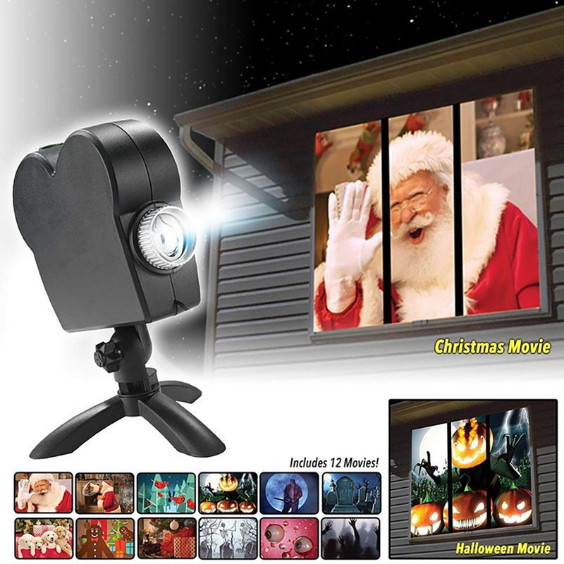 Christmas Halloween Laser Projector 12 Movies Disco Light