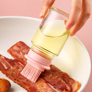 Portable Oil Bottle with Brush Silicone Barbecue Liquid Gadgets High-temperature Kitchen BBQ Tool