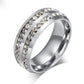 Diamond Double Row Titanium Steel Stainless Steel Ring