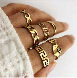 Boho Stainless Steel Couple Rings