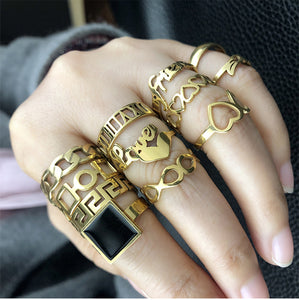 Boho Stainless Steel Couple Rings