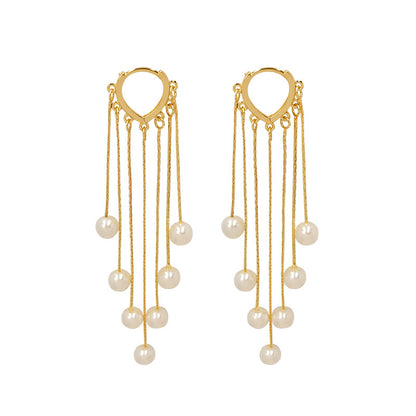 Fashion Multiple Pearl Tassel Earrings