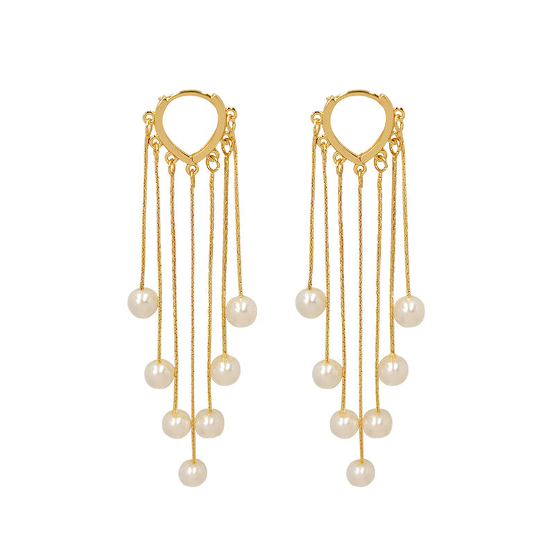 Fashion Multiple Pearl Tassel Earrings