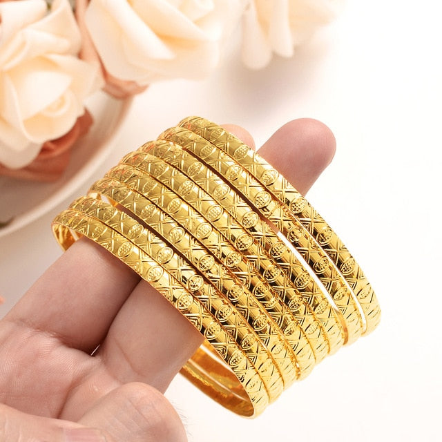 Dubai 8 pcs Fashion Bangle Jewelry Gold Color