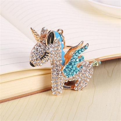 Crystal Rhinestone Unicorn Keychain - Women's Bag Decoration