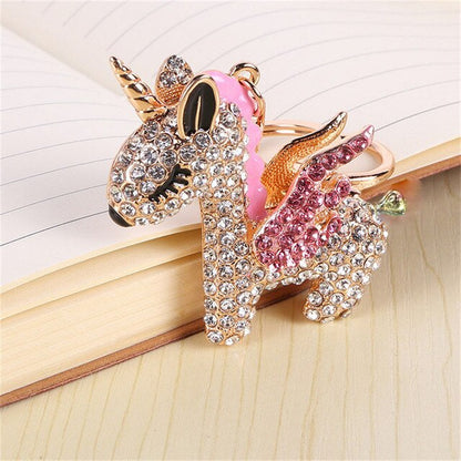 Crystal Rhinestone Unicorn Keychain - Women's Bag Decoration
