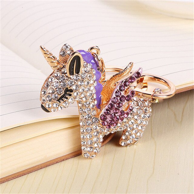 Crystal Rhinestone Unicorn Keychain - Women's Bag Decoration