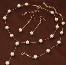 Load image into Gallery viewer, Elegant Pearl Necklace Earrings Bracelet Set