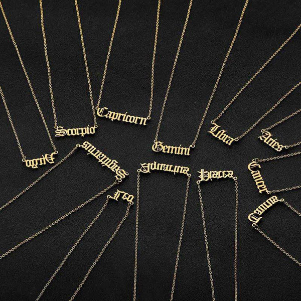 12 Zodiac Letter Constellations Pendants Necklace For Women Men - MomProStore 