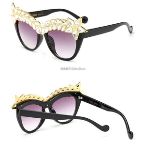 Oversized Luxury Cat Eye Diamond Sunglasses Rhinestone Bling Shades