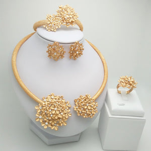 Dubai Floral Bridal Gold Color Jewelry Set