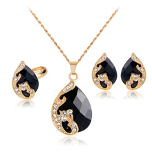 Load image into Gallery viewer, 14K Plated Birthday Stones Drop Necklace Earrings Ring Set