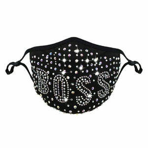 Rhinestone Bling Crystal Queen Face Mask Sparkly Reusable Washable