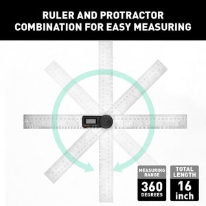 Electronic Digital Angle Finder 8" Protractor Ruler Stainless LCD