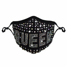 Load image into Gallery viewer, Rhinestone Bling Crystal Queen Face Mask Sparkly Reusable Washable