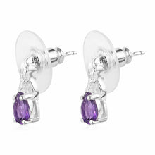 Load image into Gallery viewer, 925 Sterling Silver Amethyst Drop Dangle Earrings Chain Necklace Pendant Set 20&quot;