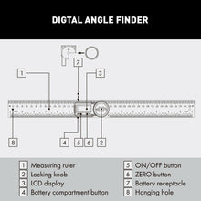 Load image into Gallery viewer, Electronic Digital Angle Finder 8&quot; Protractor Ruler Stainless LCD