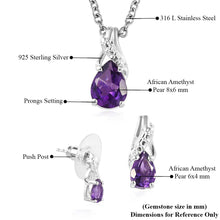 Load image into Gallery viewer, 925 Sterling Silver Amethyst Drop Dangle Earrings Chain Necklace Pendant Set 20&quot;