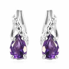 Load image into Gallery viewer, 925 Sterling Silver Amethyst Drop Dangle Earrings Chain Necklace Pendant Set 20&quot;