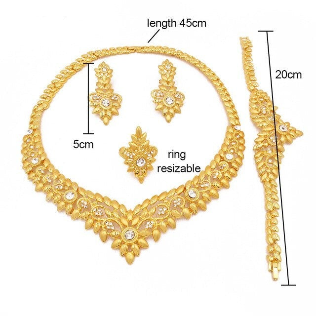 Dubai Gold Color Jewelry set Wife Gifts Necklace Bracelet