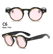 Load image into Gallery viewer, Round SteamPunk Flip Up Sunglasses Double Layer Clamshell