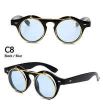 Load image into Gallery viewer, Round SteamPunk Flip Up Sunglasses Double Layer Clamshell