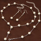 Elegant Pearl Necklace Earrings Bracelet Set