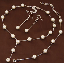 Load image into Gallery viewer, Elegant Pearl Necklace Earrings Bracelet Set