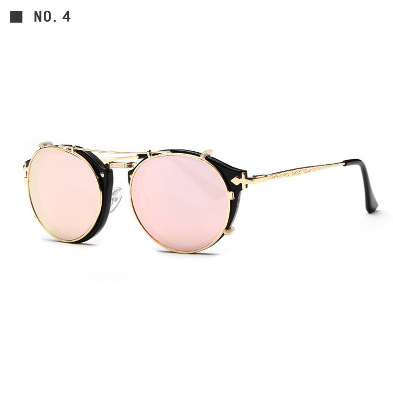 Metal Sunglasses Round Ladies Outdoor Sunglasses Sets Anti-UV Glasses