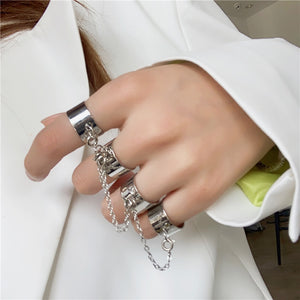 Punk Cool Hip Pop Rings Multi-layer Adjustable Chain