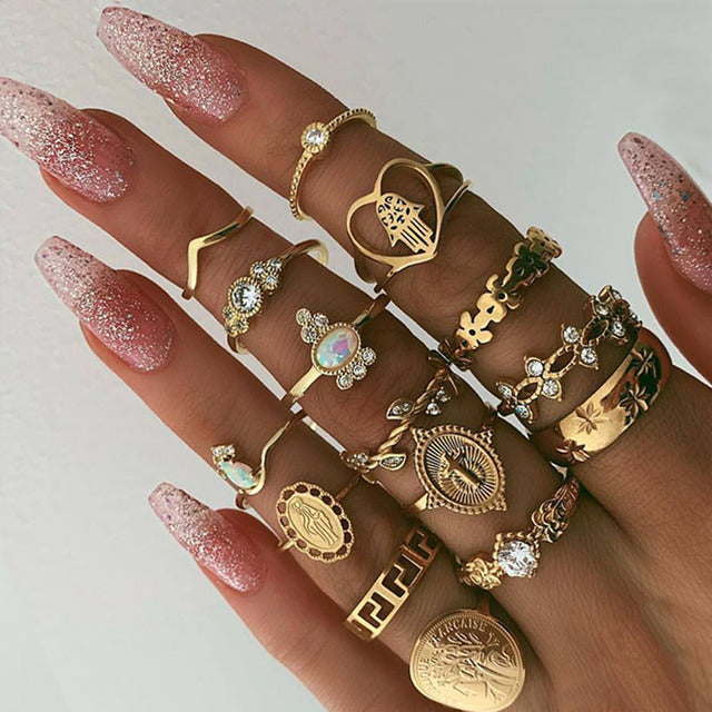 9pcs/set Boho Vintage Wedding Ring Set For Women Bohemian Jewelr