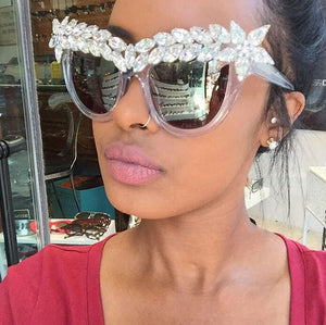 Oversized Luxury Cat Eye Diamond Sunglasses Rhinestone Bling Shades