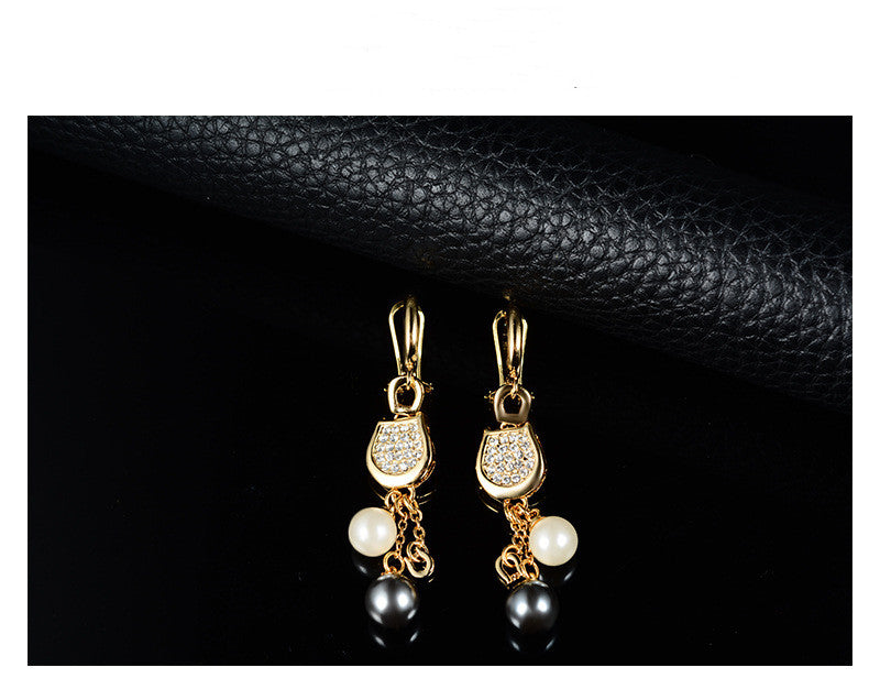 18k Gold Plated Necklace Earring Pearl Set