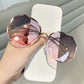 Fashion Tea Gradient Sunglasses Trimmed Lens Metal Curved  UV400