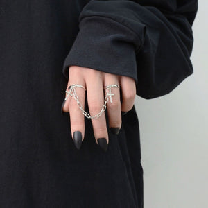 Punk Cool Hip Pop Rings Multi-layer Adjustable Chain