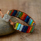 Handmade Chakra Bracelet Natural Stone Tube Beads Leather Wrap - MomProStore 