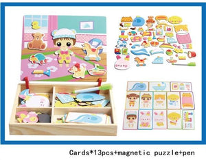 Magnetic Imagination Puzzle Toy in Wooden Box- Preschool Education Toys - MomProStore 