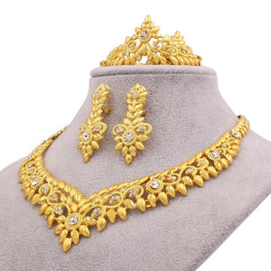 Dubai Gold Color Jewelry set Wife Gifts Necklace Bracelet