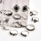 Anniversary Bohemian Retro Crystal Silver 15Pcs Ring set - MomProStore 