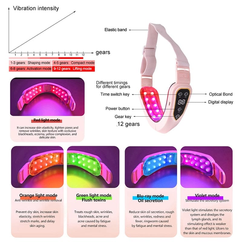 Facial Lifting Device LED Photon Therapy Double Chin V Face Shaped Cheek Lift