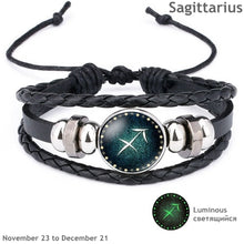 Load image into Gallery viewer, Luminous Leather Men&#39;s &amp; Women&#39;s Bracelet 12 Constellation Charm - MomProStore 