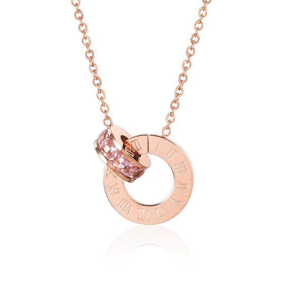 Roman Numerical Necklaces Two Circle Austrian Crystal Love Pendant - MomProStore 
