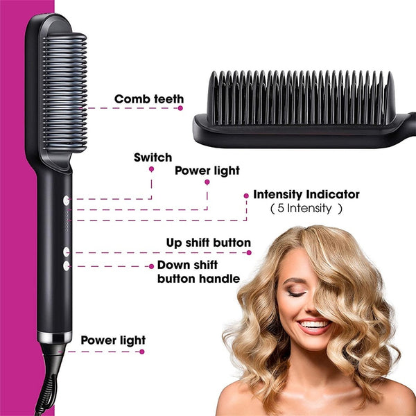 Professional Hair Straightener Tourmaline Ceramic Hair Curler Brush
