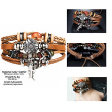 Load image into Gallery viewer, Fish Eye Vintage Punk Multi layer Leather Bracelet charm 2pcs. - MomProStore 