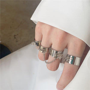 Punk Cool Hip Pop Rings Multi-layer Adjustable Chain