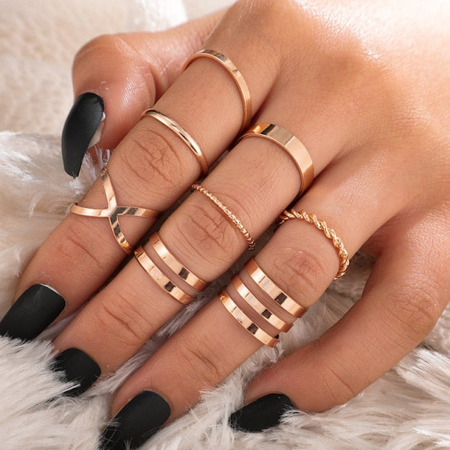 Punk Cool Hip Pop Rings Multi-layer Adjustable Chain